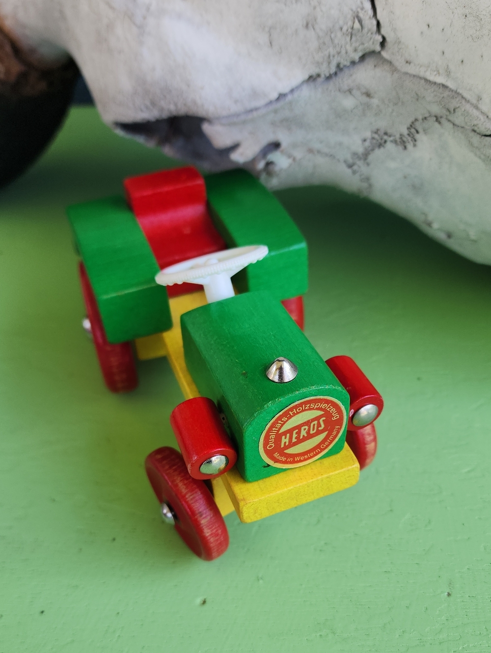 Vintage HEROS Wooden Tractor Toy - Made in West Germany
